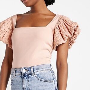 NWOT Express Square Neck Eyelet Sleeve Tee